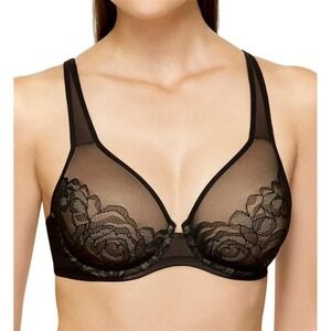 NWT Wacoal 34C Stark Beauty Underwire Bra 855225 Black 123541